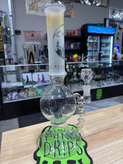 Brando Glass Blooper - Pacific North West Theme  Eagle, Mountain, & Forest Theme 14mm 90° handcrafted piece in a shop.