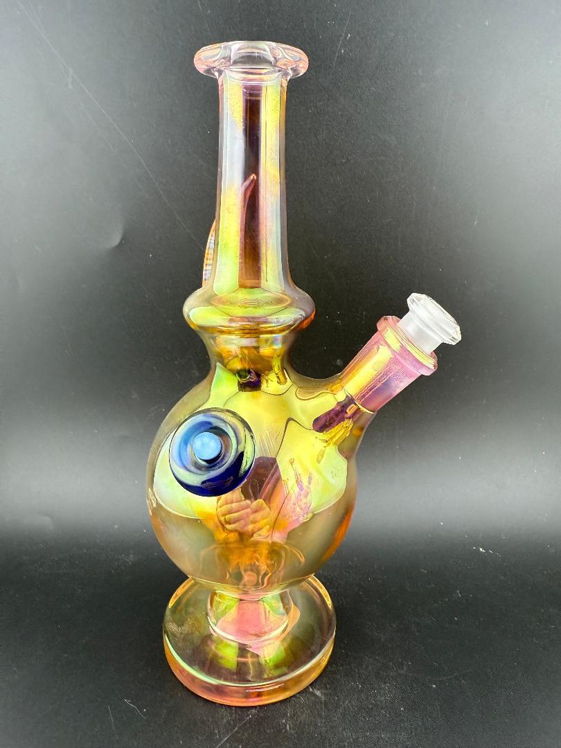 Brando Glass Fumed Orb Rig 10mm 45° | Hand-blown colorful glass rig featuring a durable 10mm joint for concentrate use.