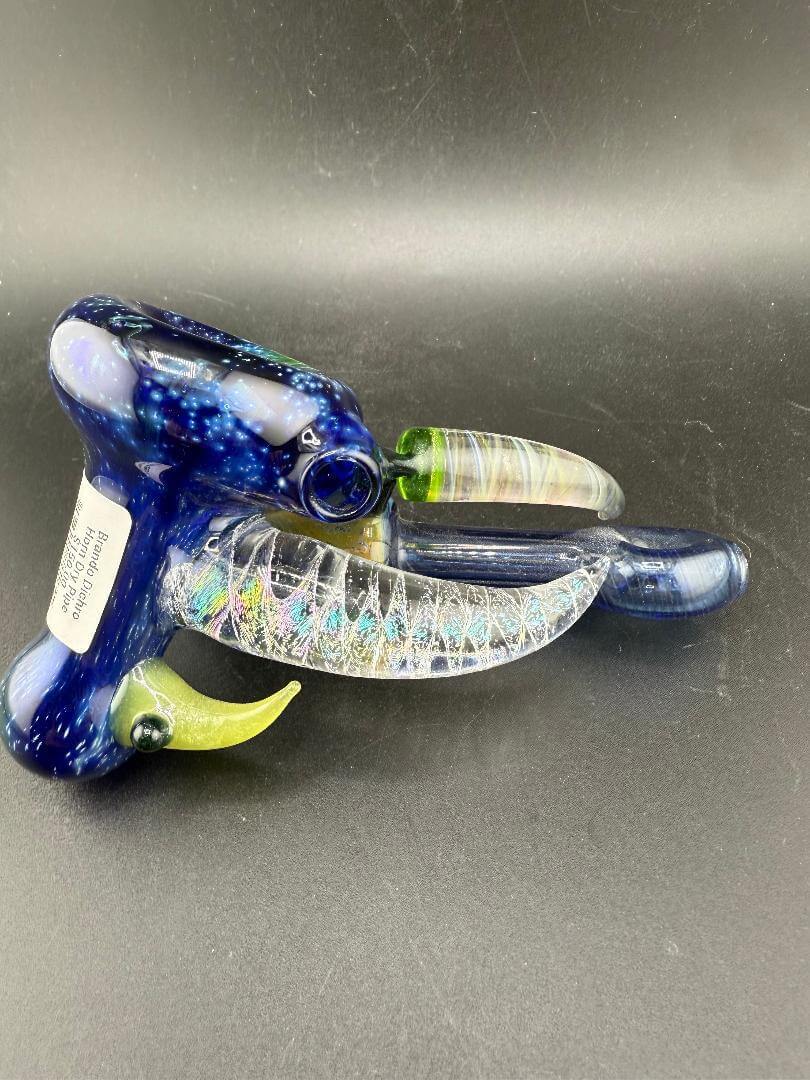Brando Glass Hammer Pipe - Space Tech w/ Fumed Horns showcasing a bold design and fumed horn attachments.