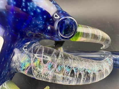 Brando Glass Hammer Pipe - Space Tech w/ Fumed Horns showcasing a vivid design and intricate details.