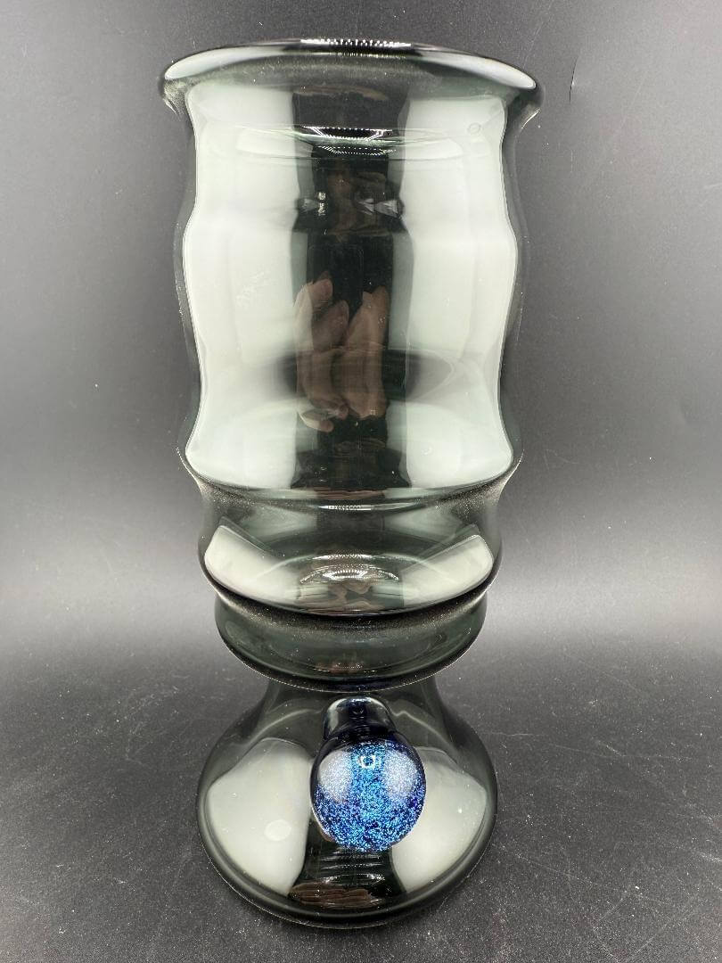 Brando Glass Handcrafted Heady Cup w/ Dichro Marble Attachment - Smoke showcasing a smoke color with a dichro marble.