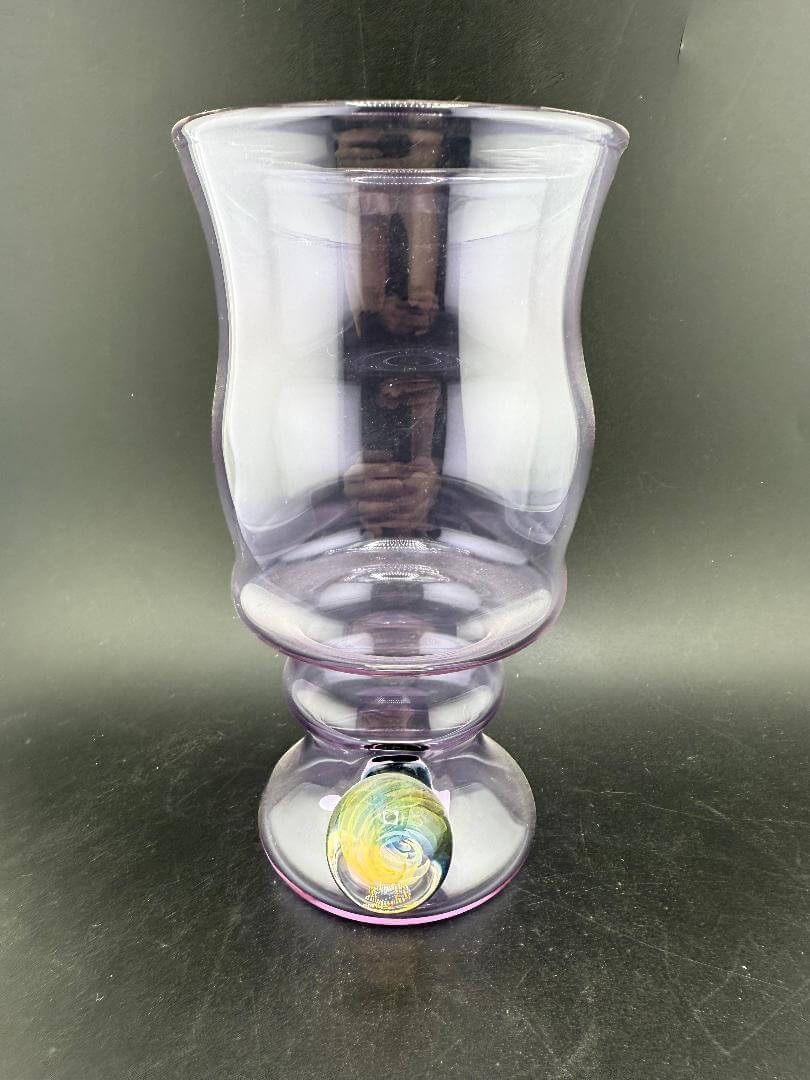 Brando Glass Handcrafted Heady Cup w/ Fumed Marble Attachment - Purple showcasing artistic design and vibrant colors.