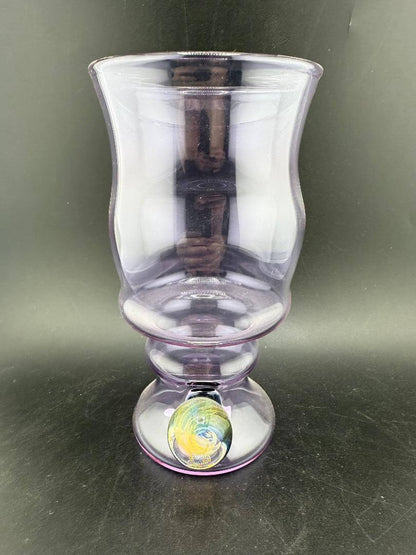 Brando Glass Handcrafted Heady Cup w/ Fumed Marble Attachment - Purple showcasing artistic design and vibrant colors.