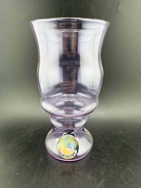 Brando Glass Handcrafted Heady Cup w/ Fumed Marble Attachment - Purple showcasing artistic design and vibrant colors.