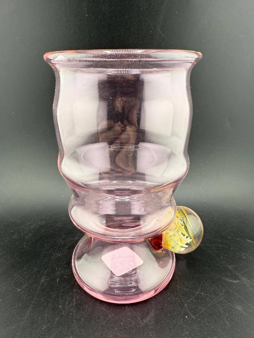 Brando Glass Handcrafted Heady Cup w/ Fumed Marble Attachment - Pink on a black background