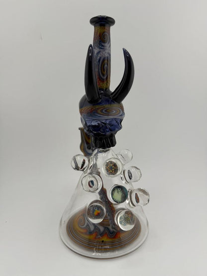 Brando Glass x Joe Hamilton glass skull wig wag rig with intricate details and unique design, handcrafted heady glass art.