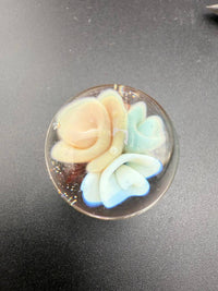 Brando Glass Marble - 23mm Flower Implosion Slurper Top Marble with a detailed flower design in crystal-clear glass.