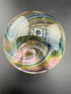 Brando Glass Marble -Large 37mm Clear Center Line Worked Outer featuring intricate rainbow line work.