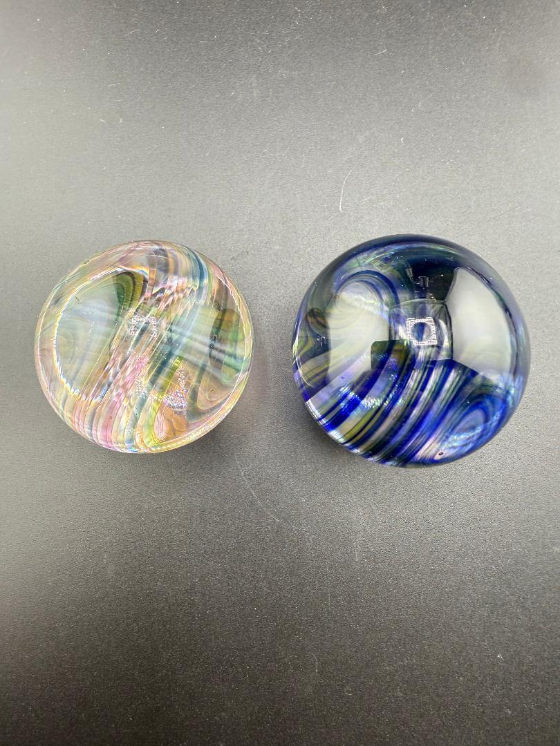 Brando Glass Marble -Large 37mm Clear Center Line Worked Outer featuring vibrant colors and intricate designs.