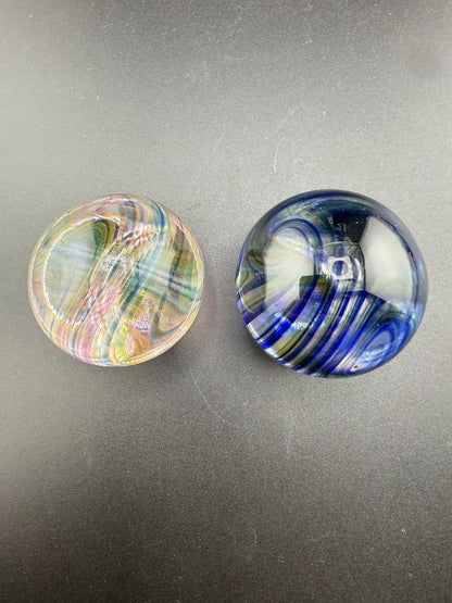 Brando Glass Marble -Large 37mm Clear Center Line Worked Outer featuring vibrant colors and intricate designs.
