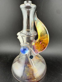 Brando Glass Mini Beaker - Fumed Bottom & Fumed Horn 10mm 45° showcasing elegant design and colorful fumed accents.