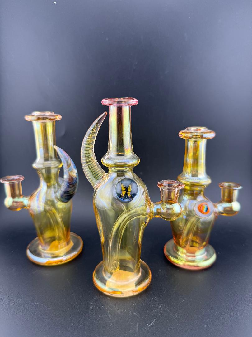 Brando Glass Mini Fumed Moon Shine Jug Rig 10mm 90° w/ Mille Attachment collection in vibrant colors.