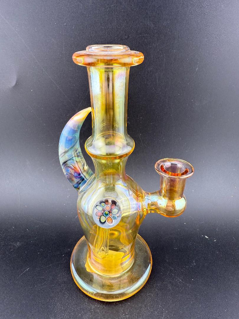 Brando Glass Mini Fumed Moon Shine Jug Rig 10mm 90° w/ Mille Attachment on a black background