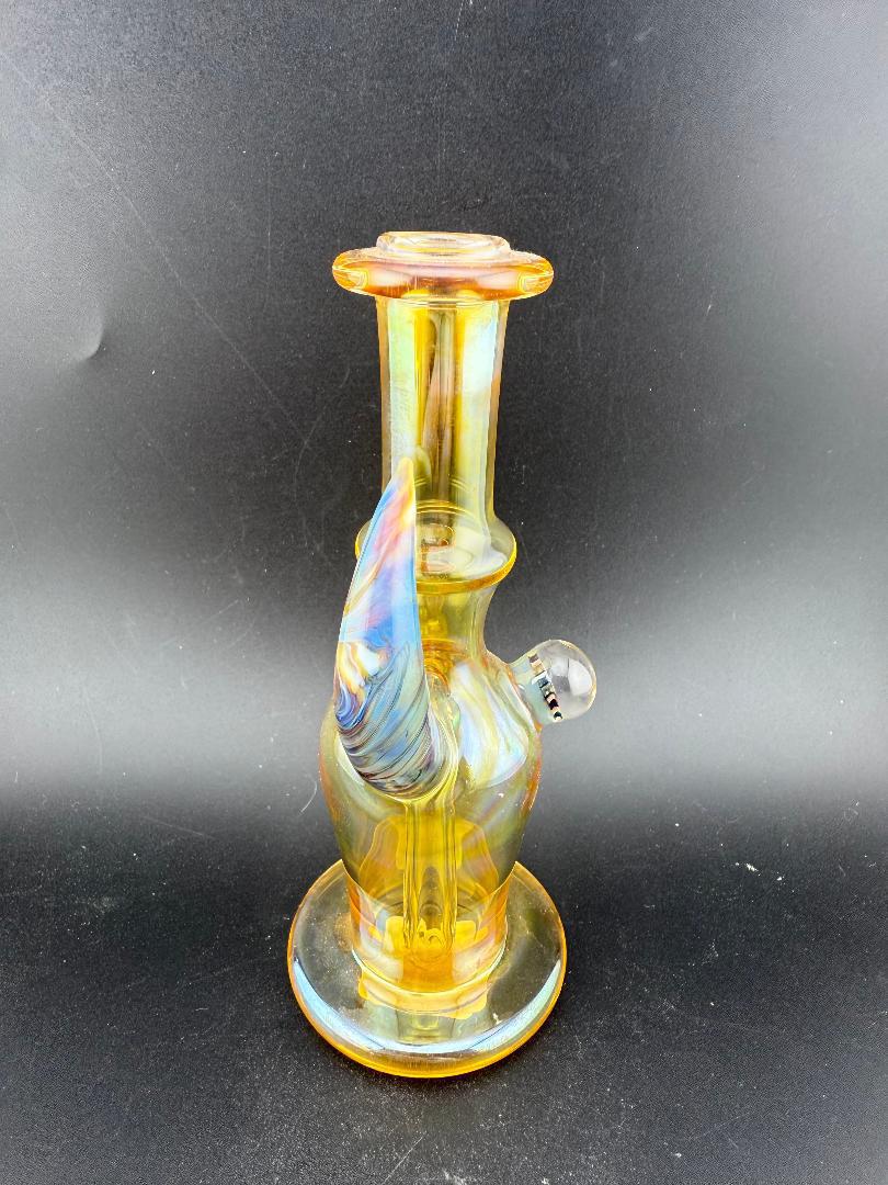Brando Glass Mini Fumed Moon Shine Jug Rig 10mm 90° w/ Mille Attachment - Colorful Hand-Blown Rig