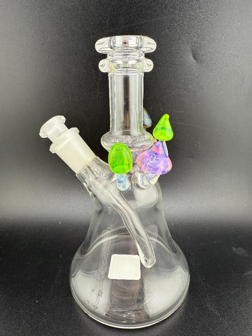 Brando Glass Mushroom Growth Banger Hanger Rig – 10mm 45° Joint with colorful mushroom accents