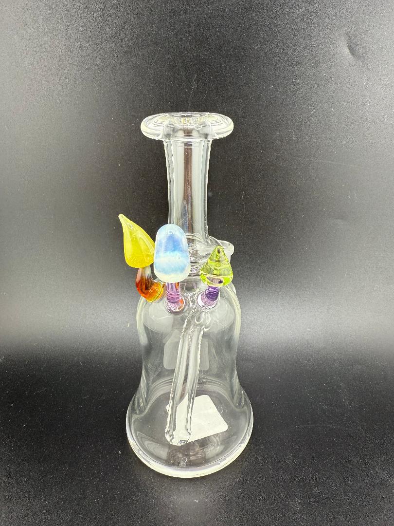 Brando Glass Mushroom Growth Banger Hanger Rig 10mm 90° with colorful mushroom accents and clear glass design.