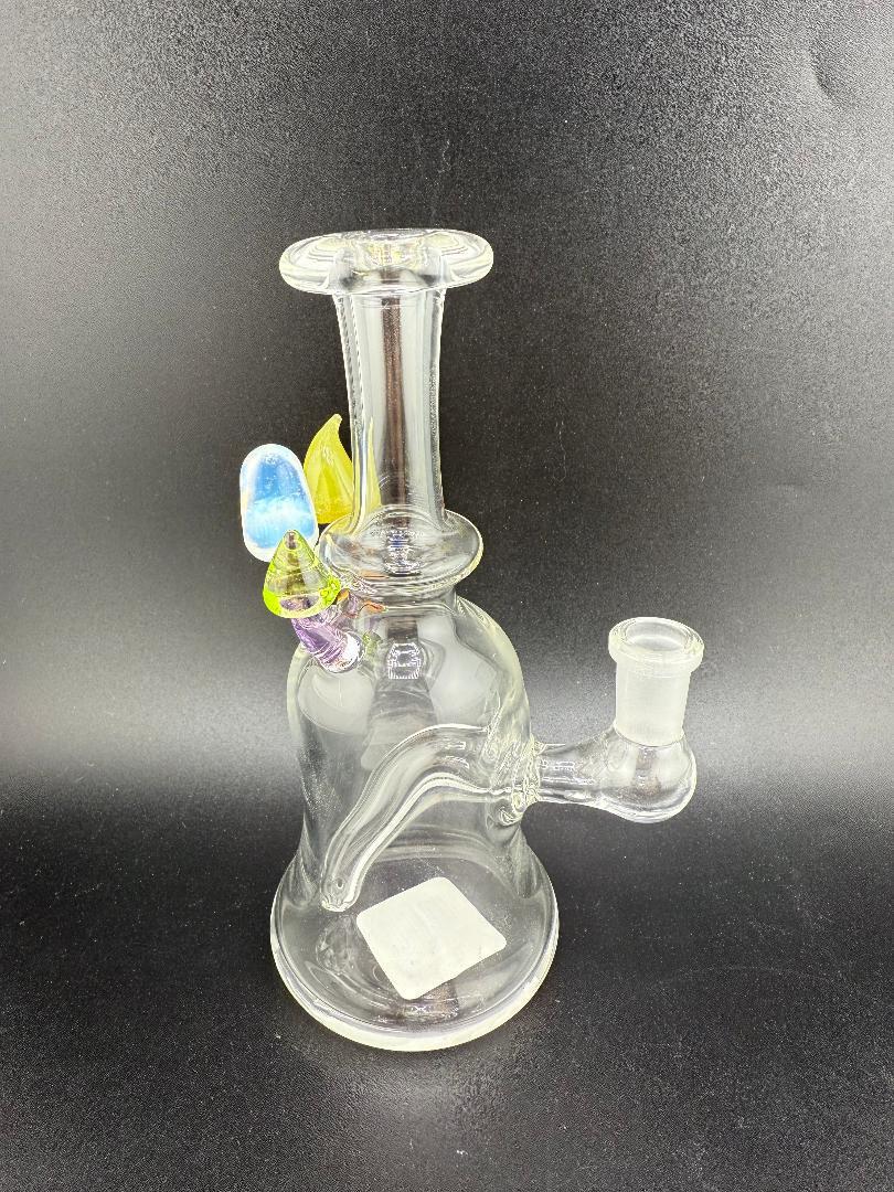 Brando Glass Mushroom Growth Banger Hanger Rig 10mm 90° with vibrant rainbow mushroom accents.