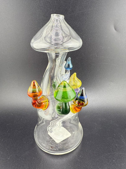 Brando Glass Mushroom Growth on Mushroom Rig 10mm 90° with colorful mushroom decorations