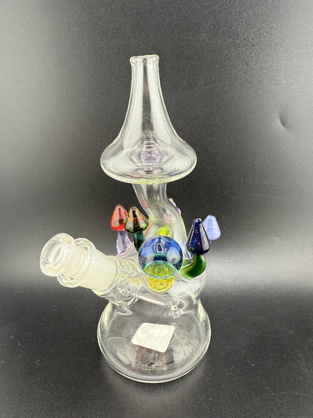 Brando Glass Mushroom Growth on Mushroom Rig – 10mm 45° with vibrant mushroom accents and whimsical design.