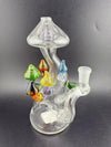 Brando Glass Mushroom Growth on Mushroom Rig 10mm 90° with colorful mushroom accents and clear body.