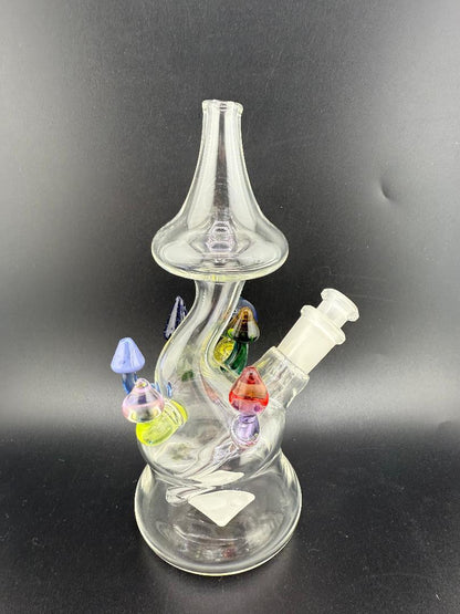 Brando Glass Mushroom Growth on Mushroom Rig – 10mm 45° with colorful mushroom accents and whimsical design.