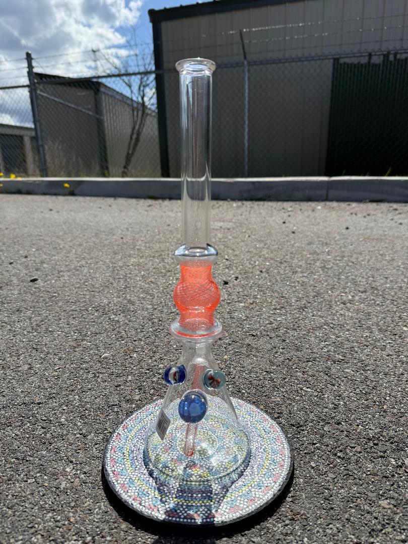 Brando Glass Orange Reticello Pokémon Milli Tube 10mm handcrafted, showcasing vibrant design and unique color details
