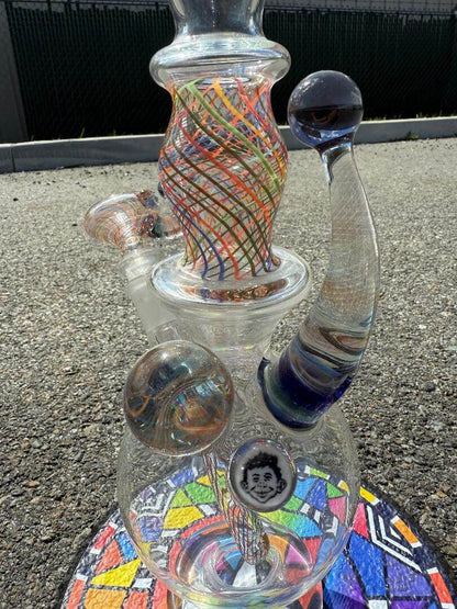 Brando Glass Retti Rainbow Tube 10mm showcasing vibrant reticello colorwork and unique design by Spokane glass artist.