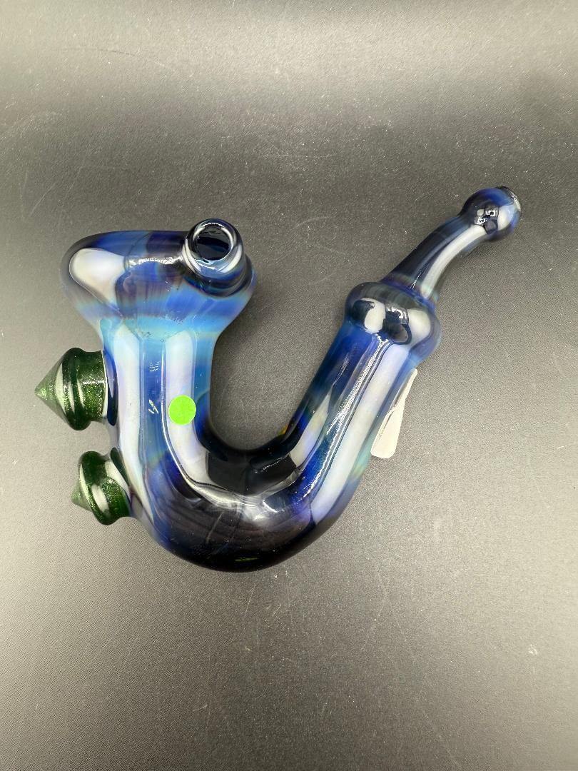 Brando Glass Sherlock Pipe - Deppes Darkness Blue w/ Green Spike Attachments