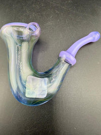 Brando Glass Sherlock Pipe - Space Fume Tech w/ Purple Accents displaying a vibrant design and classic curvature.