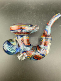 Brando Glass Sherlock Pipe -UV Rainbow Line Worked w/ Large Marble Attachment