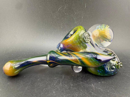 Brando Glass Side Car - Space Fume Tech w/ Large Implosion Marble Attachment showcasing vibrant colors and unique design.
