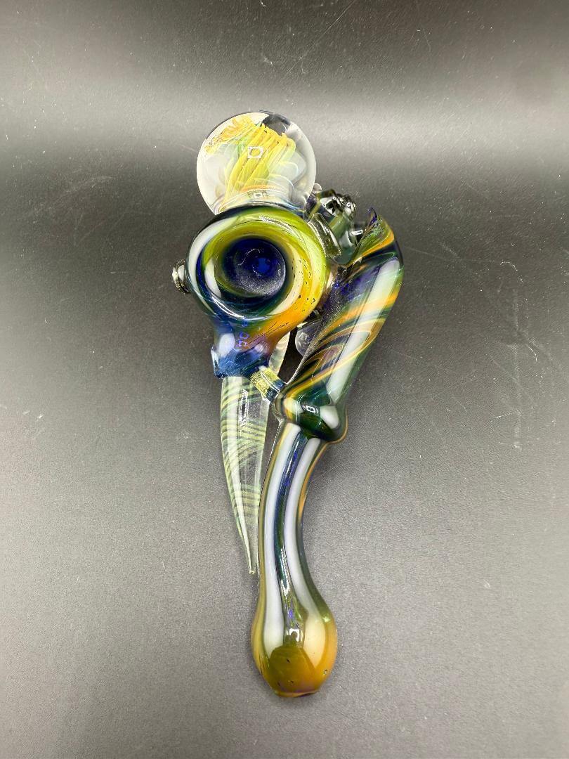 Brando Glass Side Car - Space Fume Tech w/ Large Implosion Marble Attachment showcased from above.