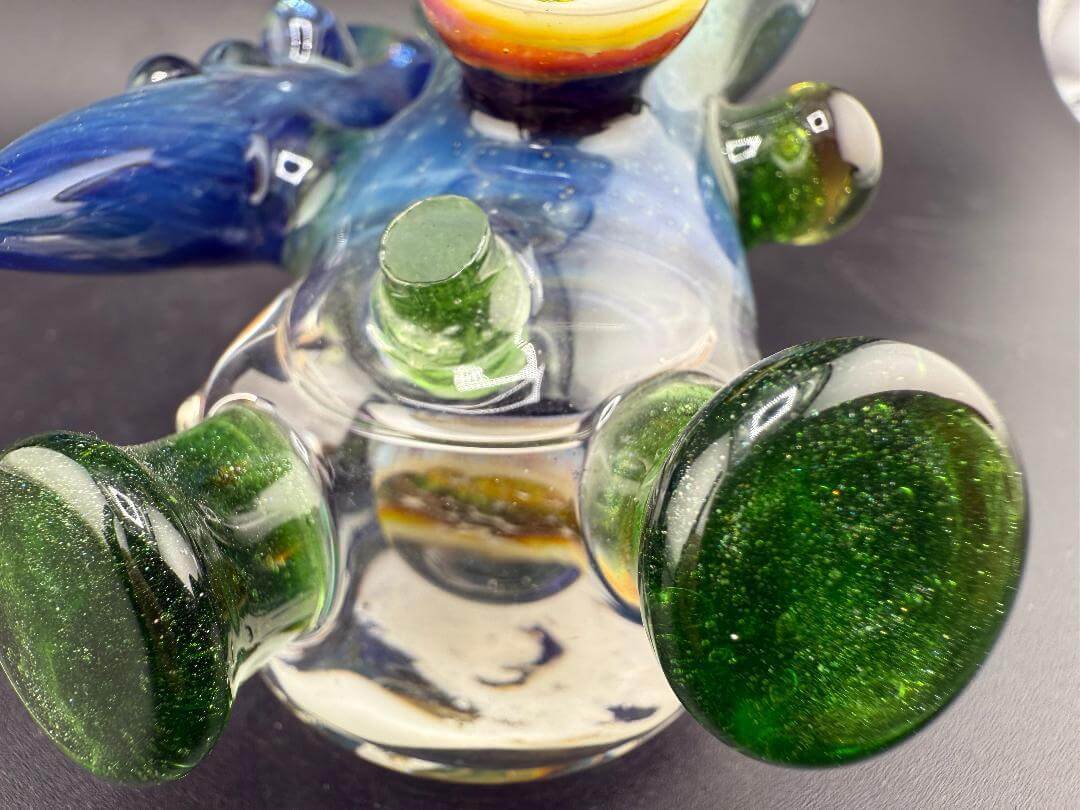 Brando Glass X Micahmazing Sidecar Pipe -Space Fume Tech & Liquid Filled showcasing vibrant colors and unique design.