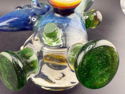 Brando Glass X Micahmazing Sidecar Pipe -Space Fume Tech & Liquid Filled showcasing vibrant colors and unique design.