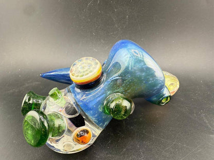 Brando Glass X Micahmazing Sidecar Pipe -Space Fume Tech & Liquid Filled showcasing unique design and color.