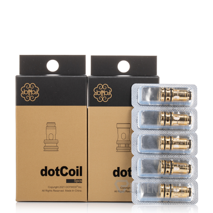 DotMod dotCoil packaging with coils for premium vaping, compatible with DotTank and AIO systems.