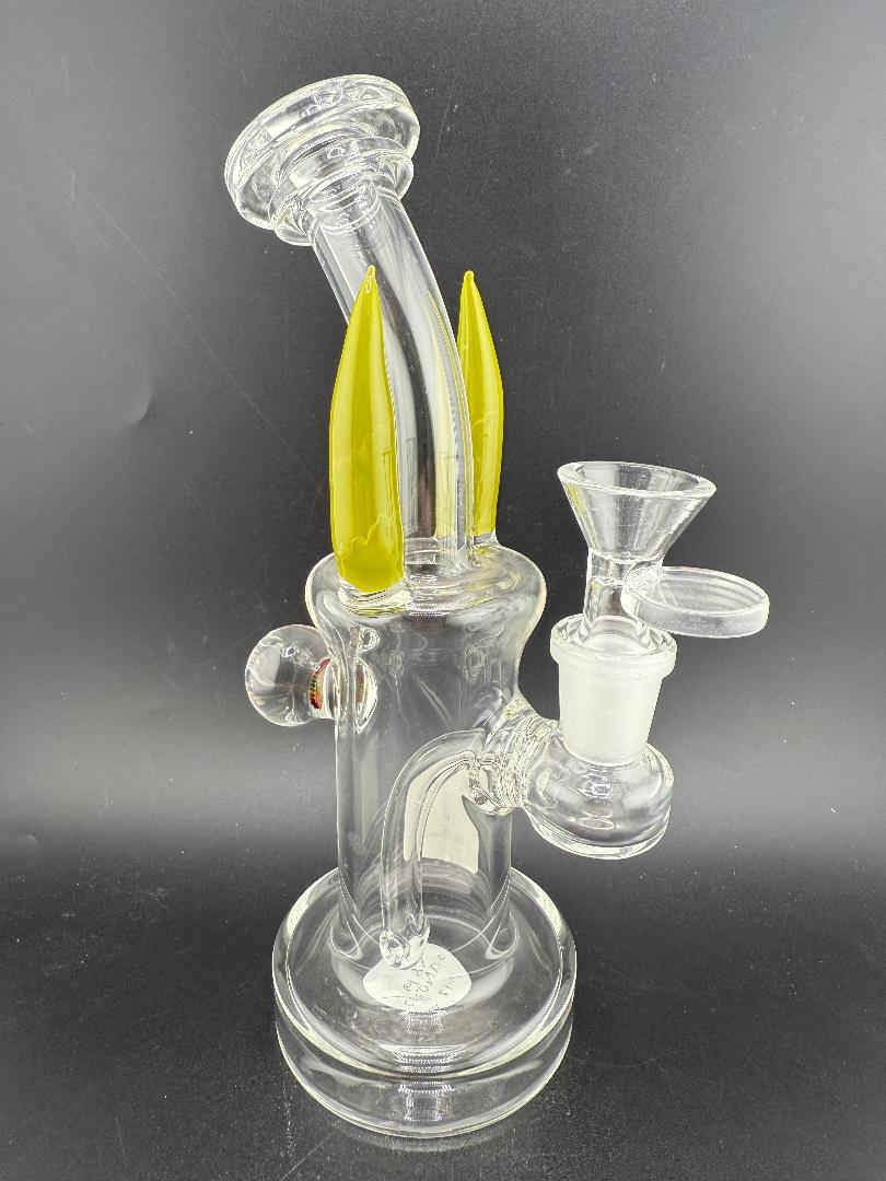 Crondo Glass Clear Banger Hanger w/ Green Horns 14mm 90°
