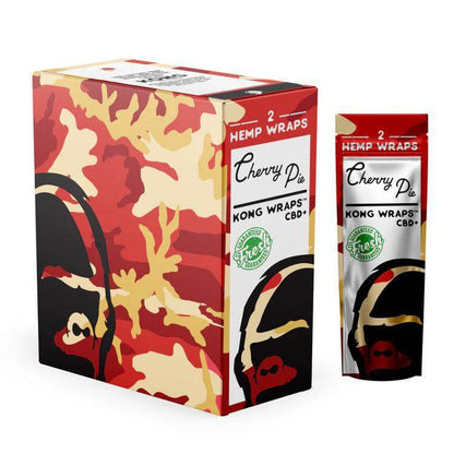 Kong Wraps Cherry Pie Hemp Wraps 2pcs packaging, featuring vibrant red camouflage design and premium quality.