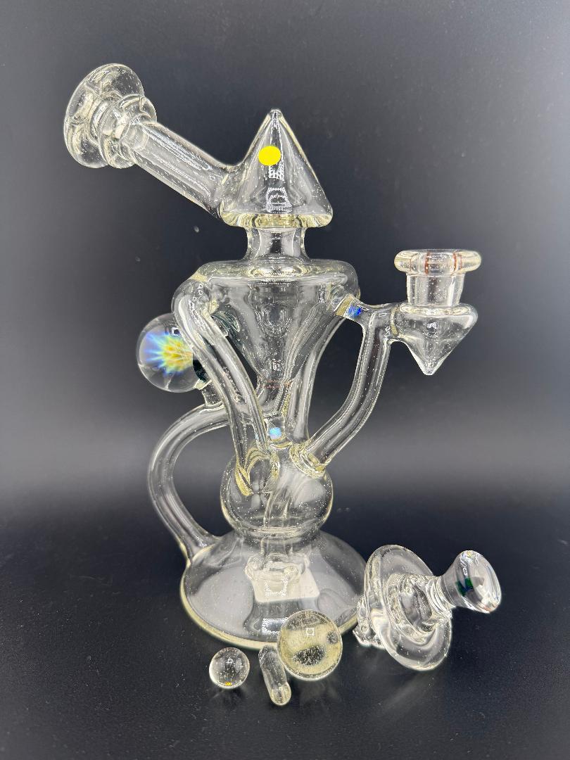 Mank Glass UV Bluev Recycler 10mm 90° w/ Spinner cap and Slurper Set