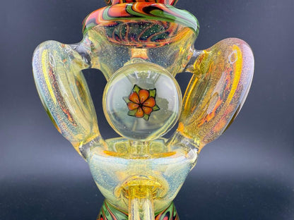 Crondo Glass Green Fumed & Green Flame Wig Wag  Redisculator Recycler 10mm 90°