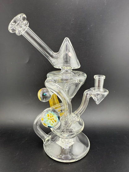 Mank Glass Clear Recycler Yellow Horn w/ Marble 10mm 90°
