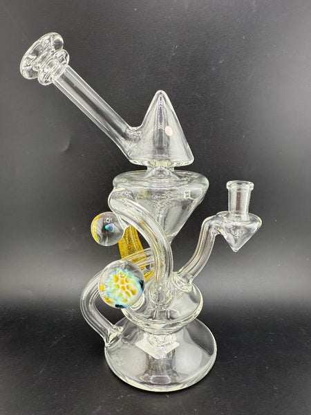 Mank Glass Clear Recycler Yellow Horn w/ Marble 10mm 90°