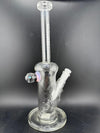 Highgrade Glass Flower Straight Tube - 10" Mini Opal Marble & Bake On Sacred Geometry 10mm 45°