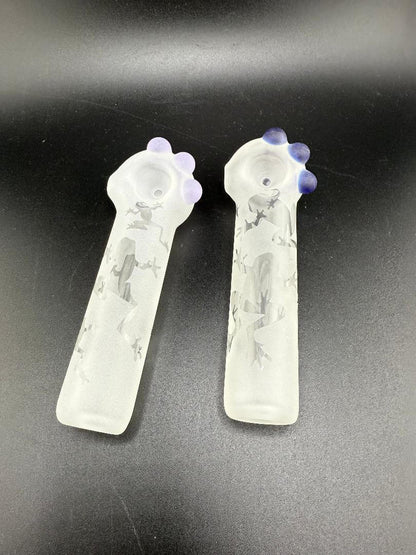 Danny W Glass Etched hand Pipe / Spoon - Frog