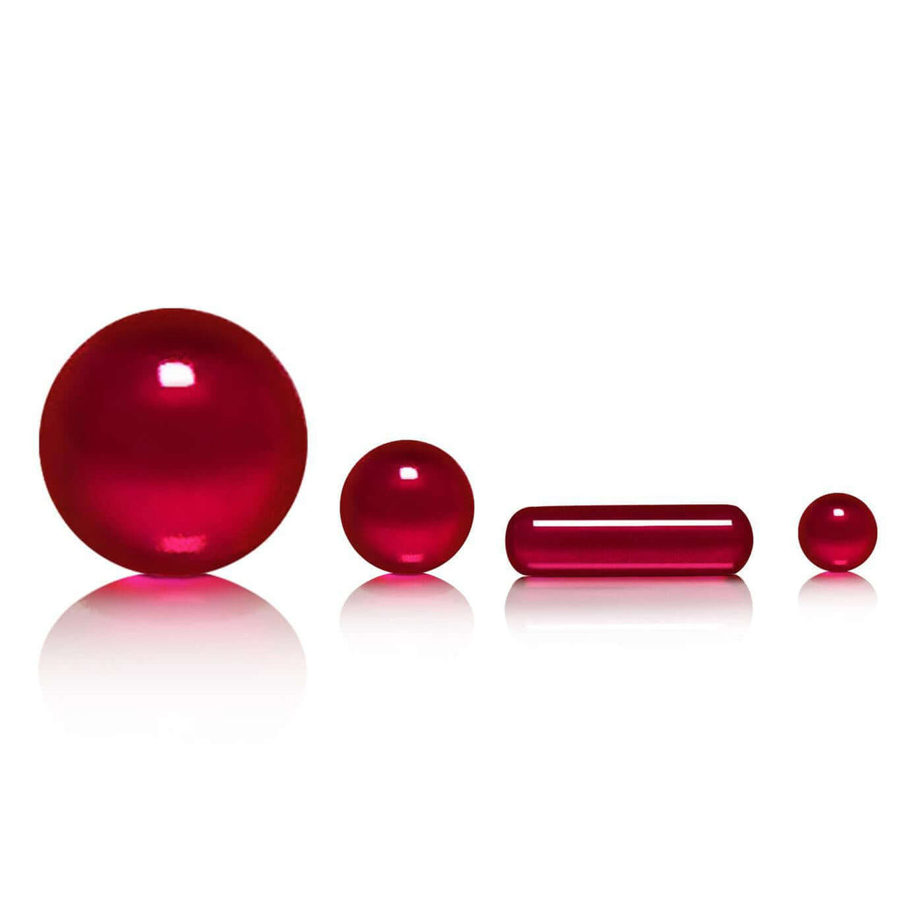 Ruby Pearl Co 4-piece mini slurper set featuring 20mm, 12mm, 6mm ruby pearls and 5x18mm ruby pill.