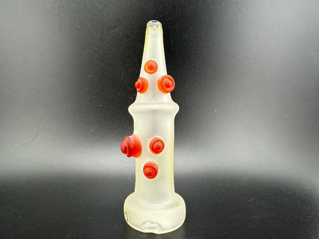 Brando Carta Glass Replacement Fumed Sand Blasted Dry Top with red accents for enhanced dabbing experience.