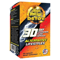 High Voltage Detox 30-Day Permanent Flush Capsules box, 120 count dietary supplement for full-body detox and reset.