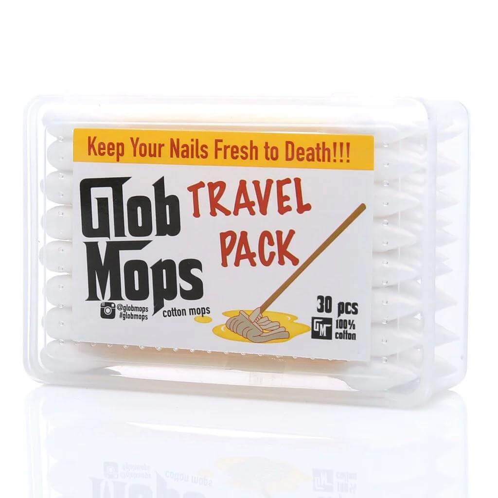 Glob Mops Travel Pack of 30 cotton swabs, designed for fresh and effective glob cleaning on-the-go.