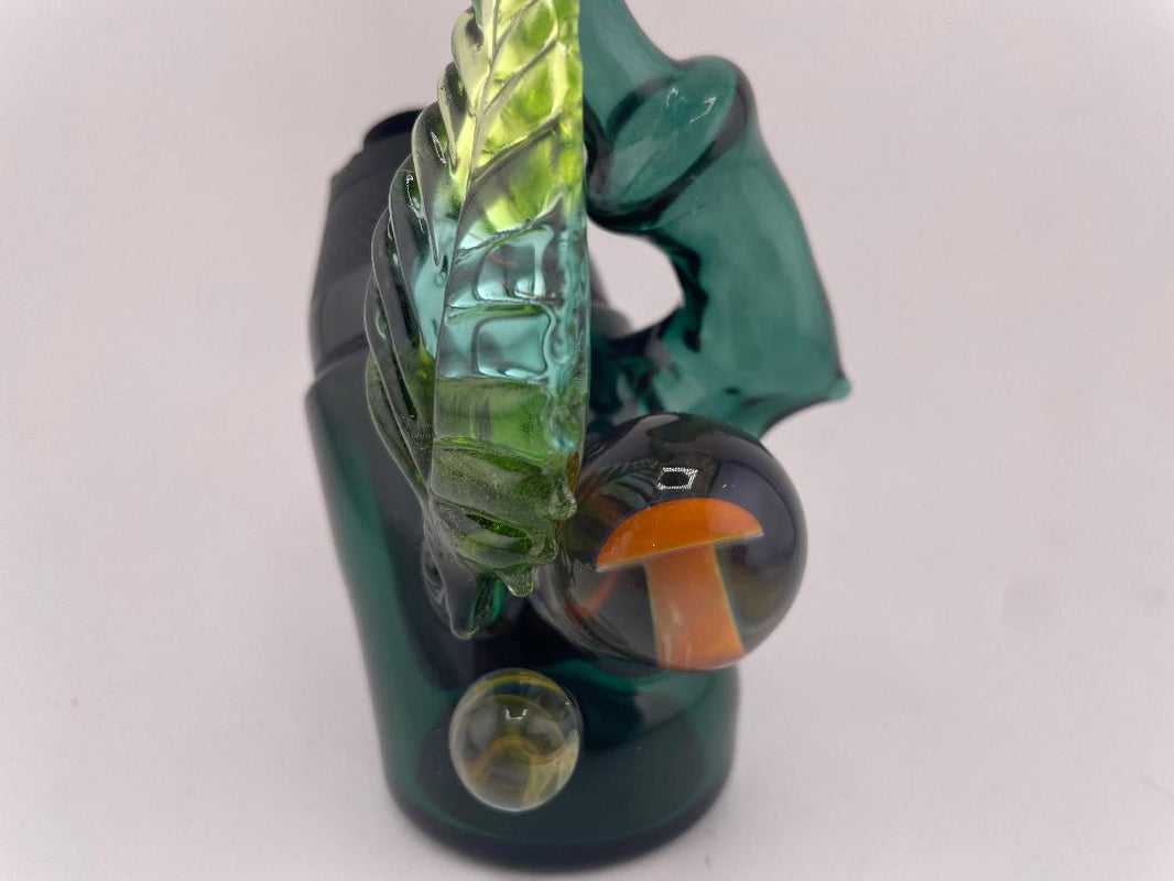 Brando Glass Puffco Proxy Glass - Teal Sherlock w/ Leaf & Mushroom Marble Attachment