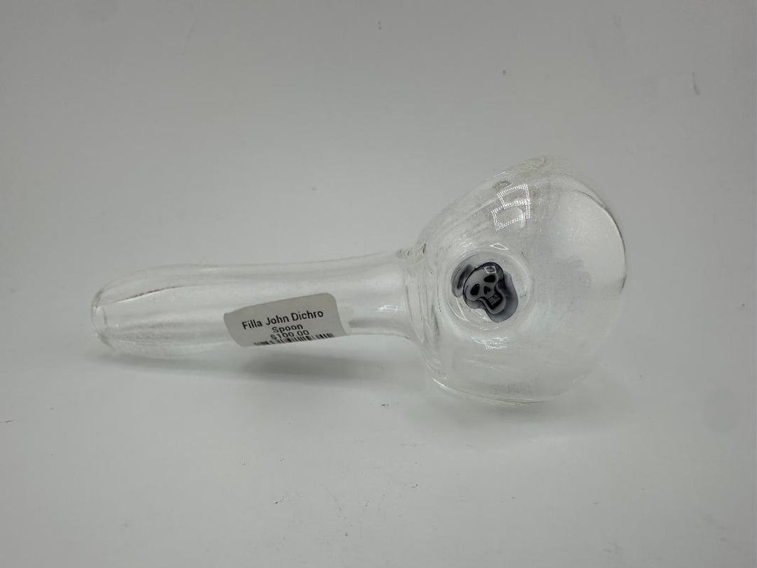 Filla John Glass Dry Pipe - Red Dichro Clear Spoon w/ Millie